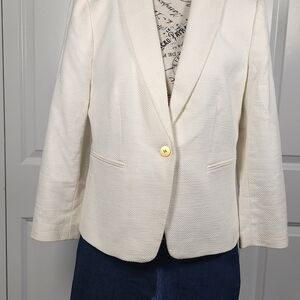 Ann Taylor Cream Textured Blazer